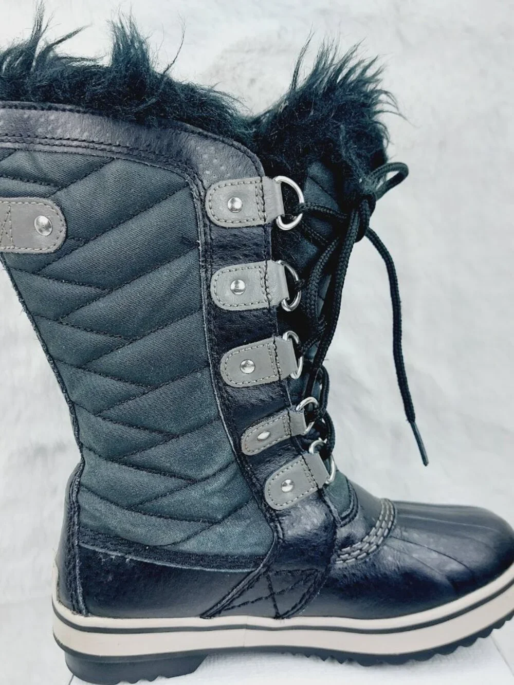 Sorel Girl's Marine Green Black Tofino II Quilted Mid-Calf Snow Boots Size 1
